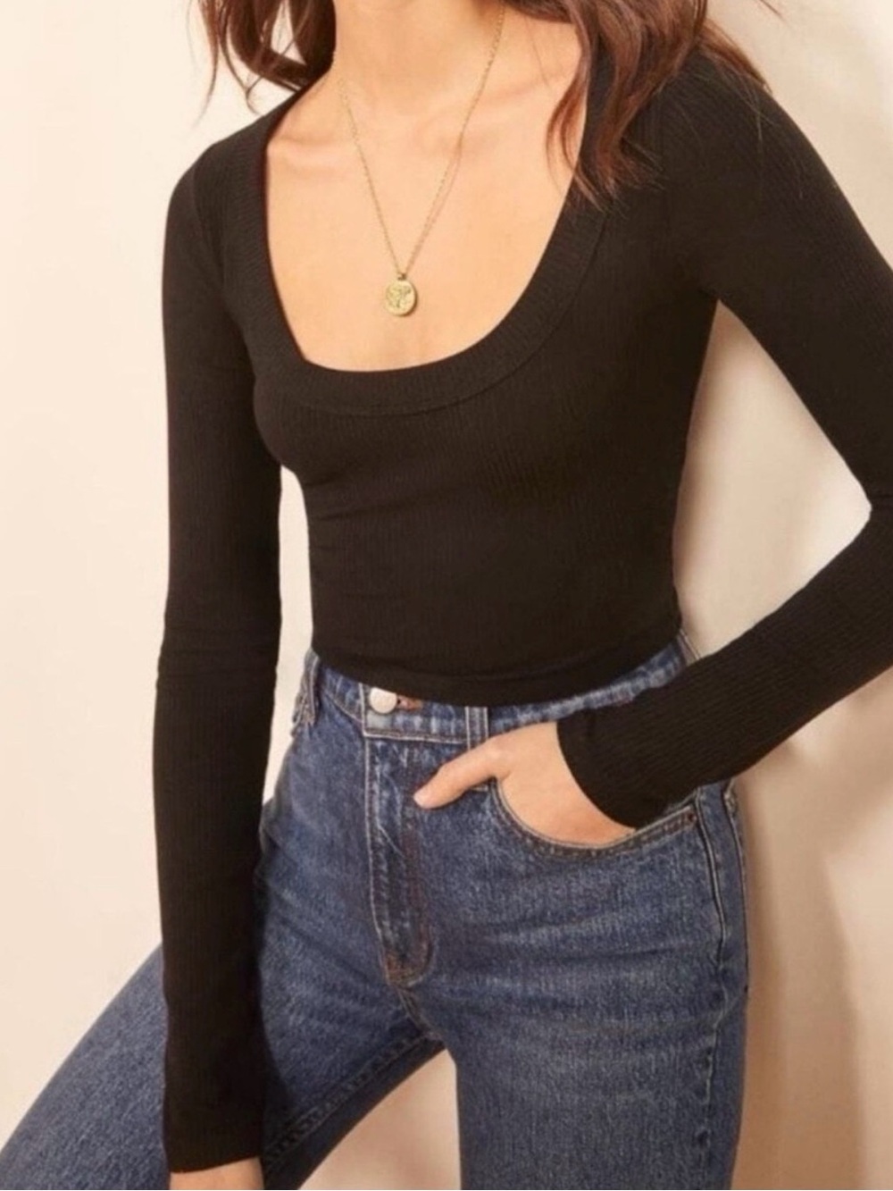 Reformation Paige Knit Top in Black Small
